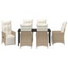 vidaXL Garten Essgruppe mit Kissen 7 pcs Beige Poly-Rattan