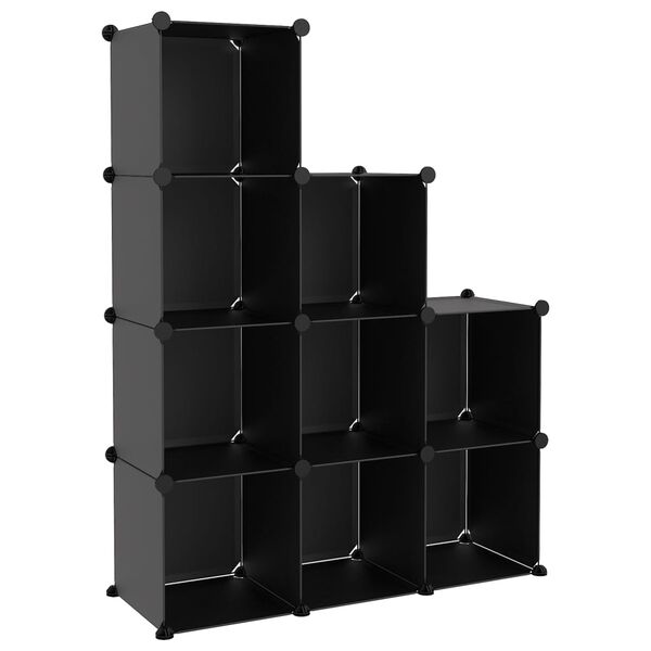 vidaXL Regalsystem mit 9 W&uuml;rfeln Schwarz PP