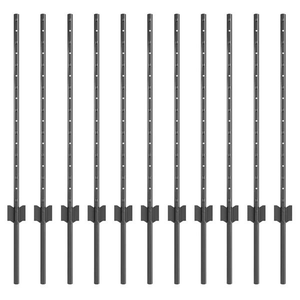 vidaXL Zaunpfosten 11 pcs Grau 80 cm Stahl