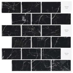 vidaXL U-Bahn-Fliese 10 pcs Schwarz Marmor 30 x 30 cm