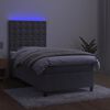 vidaXL Boxspringbett mit Matratze & LED Hellgrau 90x200 cm Samt