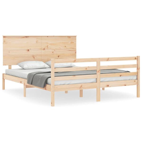 vidaXL Massivholzbett mit Kopfteil 160x200 cm