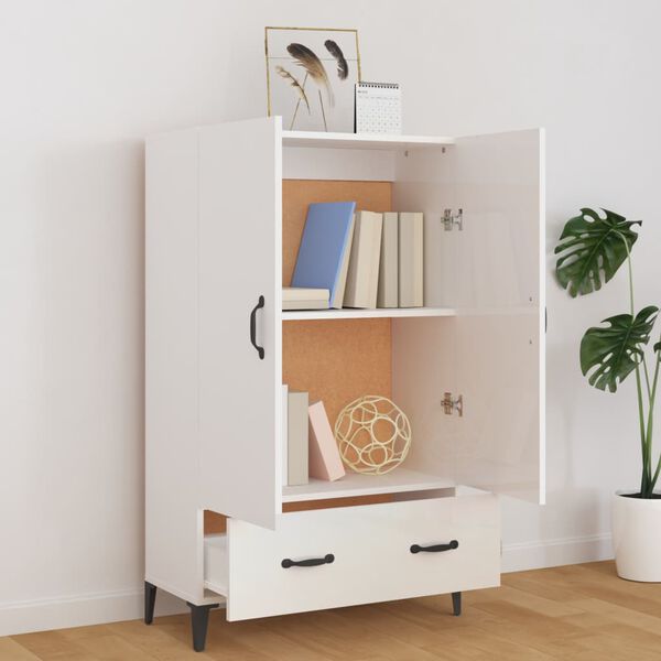 vidaXL Highboard Hochglanz-Weiß 70x31x115 cm Holzwerkstoff