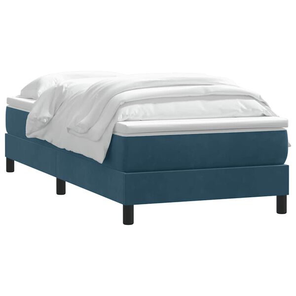 vidaXL Boxspringbett mit Matratze Dunkelblau 90x220 cm Samt