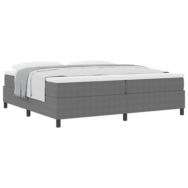 vidaXL Boxspringbett Hellgrau und Wei&szlig; 200 x 200 cm Cordstoff