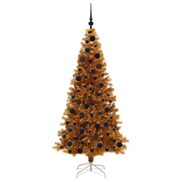 vidaXL Weihnachtsbaum mit 300 LEDs mit St&auml;nder Gold 180 cm PET