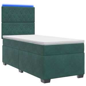 vidaXL Boxspringbett mit Matratze Dunkelgr&uuml;n 100 x 200 cm Samt