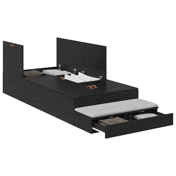 vidaXL Aufbewahrungsbettgestell Schwarz Eichen-Optik 100 cm