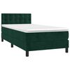 vidaXL Boxspringbett mit Matratze & LED Dunkelgr&uuml;n 90x190 cm Samt