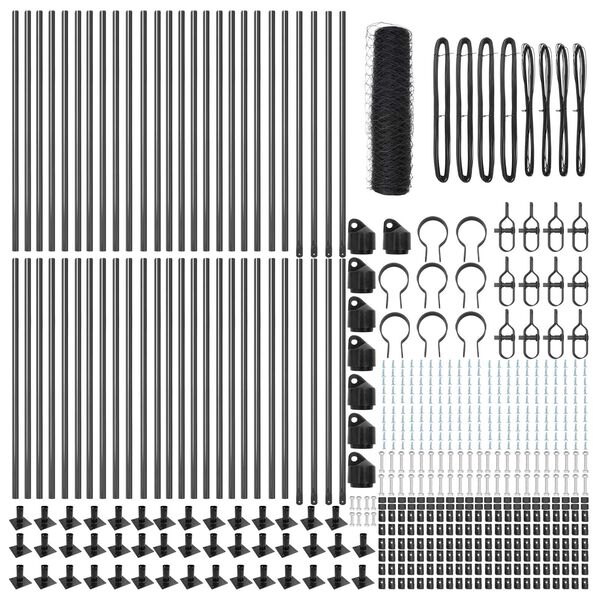 vidaXL Zaun mit Pfosten Grau 0,5 x 100 m PVC-beschichteter Stahl