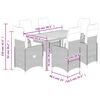 vidaXL 7-tlg. Garten-Bistro-Set mit Kissen Grau Poly Rattan