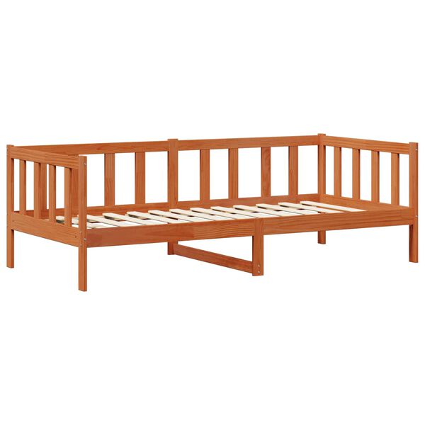 vidaXL Tag-Bett mit Kopfteil 3 pcs Wachsbraun Massivholz Kiefer