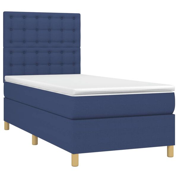 vidaXL Boxspringbett mit Matratze & LED Blau 80x200 cm Stoff