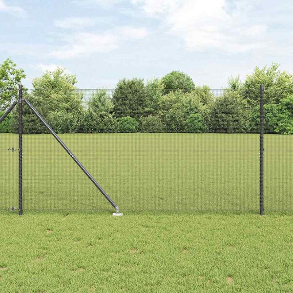 vidaXL Zaunpfosten Grau 25 x 1,2 m (12 x 12 mm Masche) Stahl und PVC