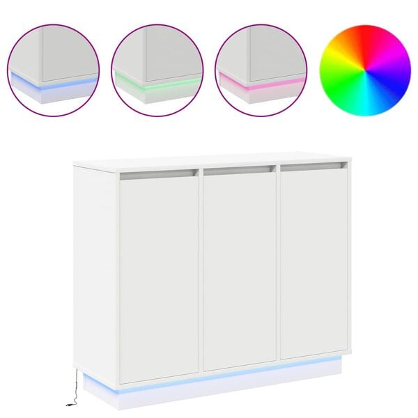 vidaXL LED-Sideboard mit Regal Weiß 90 x 32 x 75 cm Holzwerkstoff