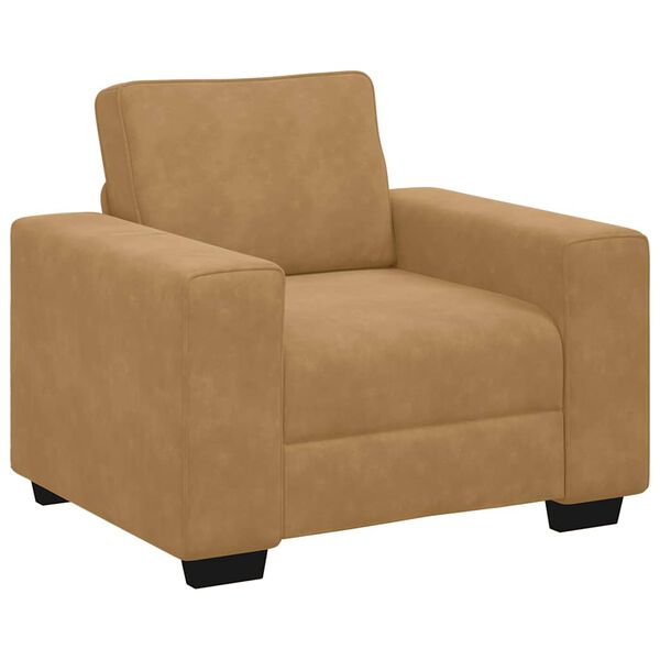 vidaXL 3-tlg. Sofagarnitur mit Kissen Braun Samt