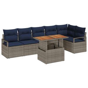 vidaXL Gartensofa-set 7 stk. 6-Sitzanzahl Grau und Marineblau