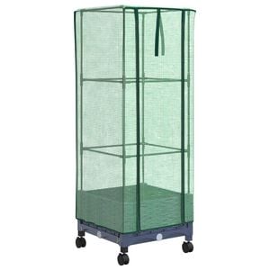vidaXL Gartenplanter mit Gew&auml;chshausabdeckung und R&auml;dern Blaugrau PP