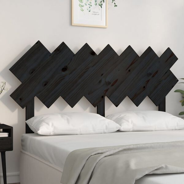 vidaXL Bett-Kopfteil Schwarz 141x3x80,5 cm Massivholz Kiefer