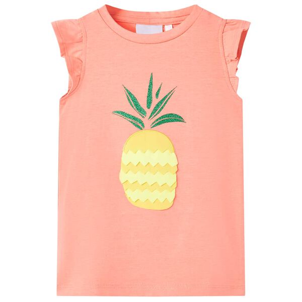 Kinder-T-Shirt Neonkoralle 140