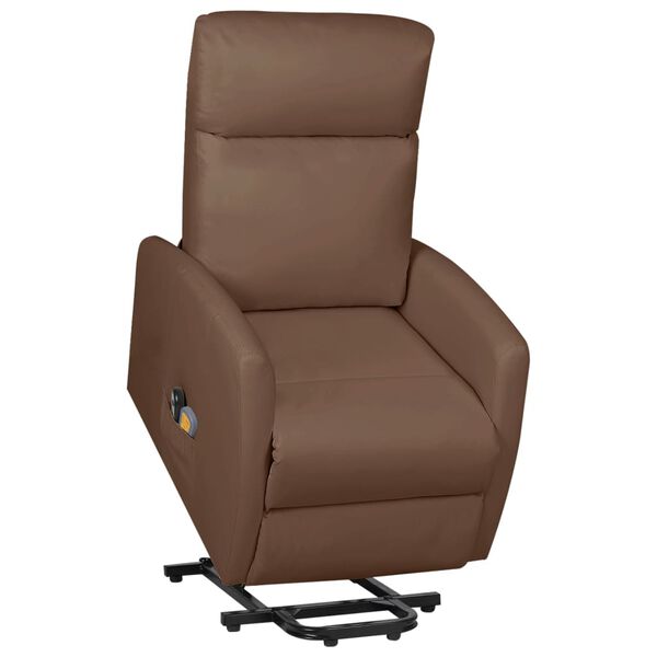 vidaXL Massagesessel mit Aufstehhilfe Braun Kunstleder