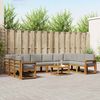 vidaXL Outdoor-Sofagarnitur mit Kissen 11 pcs Nat&uuml;rlich und Hellgrau