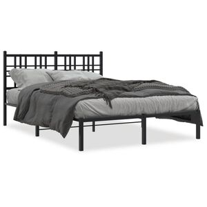 vidaXL Bettgestell mit Kopfteil Metall Schwarz 120x190 cm