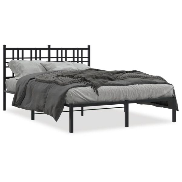 vidaXL Bettgestell mit Kopfteil Metall Schwarz 120x190 cm