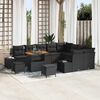 vidaXL Garten-Sofa-Set mit Speicher 12 pcs Schwarz Poly Rattan