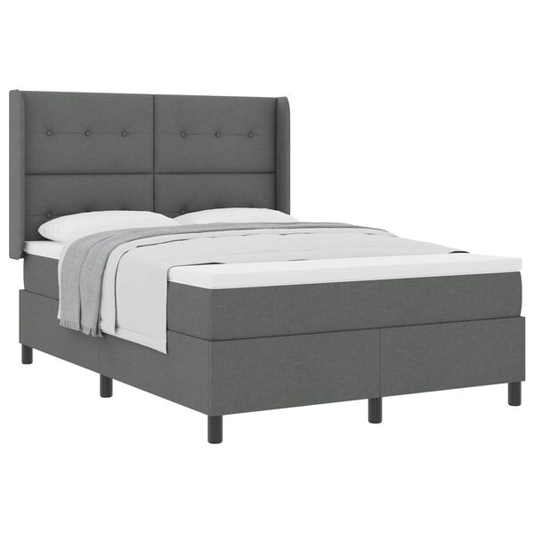 vidaXL Boxspringbett mit Matratze Dunkelgrau 160 x 200 cm Stoff