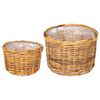 vidaXL Blumentopf Korb mit Speicher 2 pcs Braun Kubu Rattan