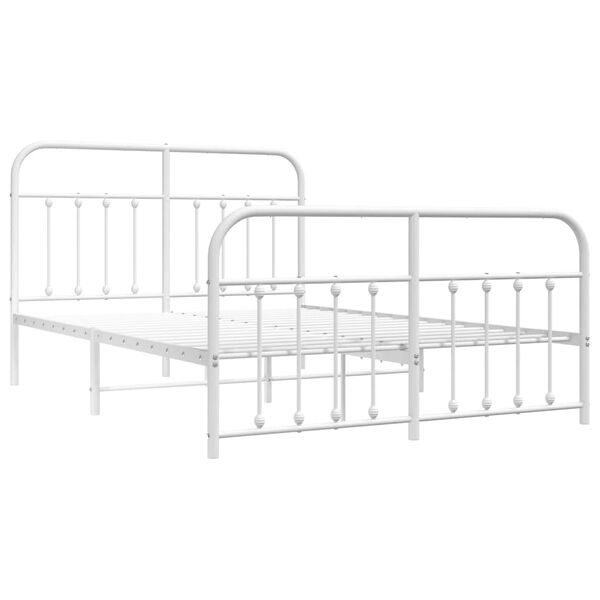 vidaXL Bettgestell mit Kopf- und Fu&szlig;teil Metall Wei&szlig; 140x190 cm
