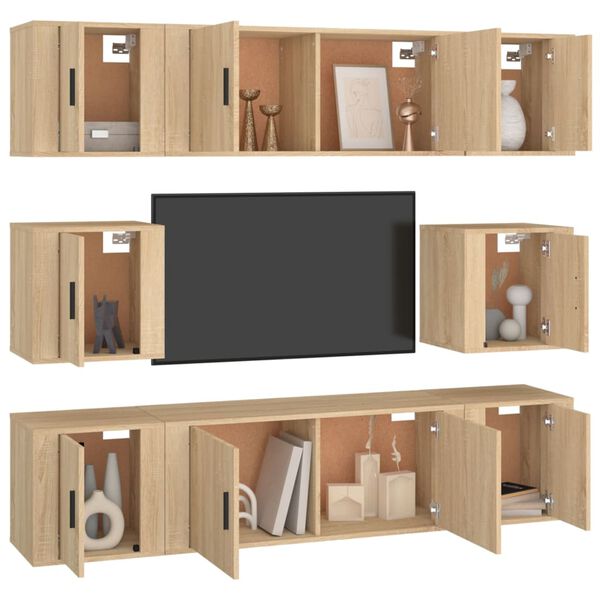 vidaXL 8-tlg. TV-Schrank-Set Sonoma-Eiche Holzwerkstoff