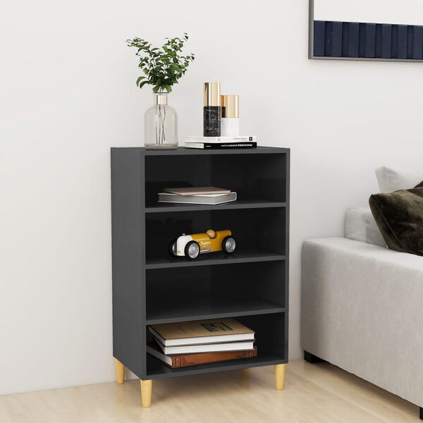vidaXL Sideboard Hochglanz-Grau 57x35x90 cm Holzwerkstoff