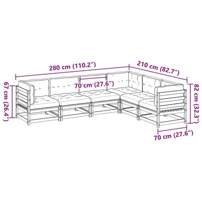 vidaXL 6-tlg. Garten-Sofagarnitur mit Kissen Kiefernholz Imprägniert