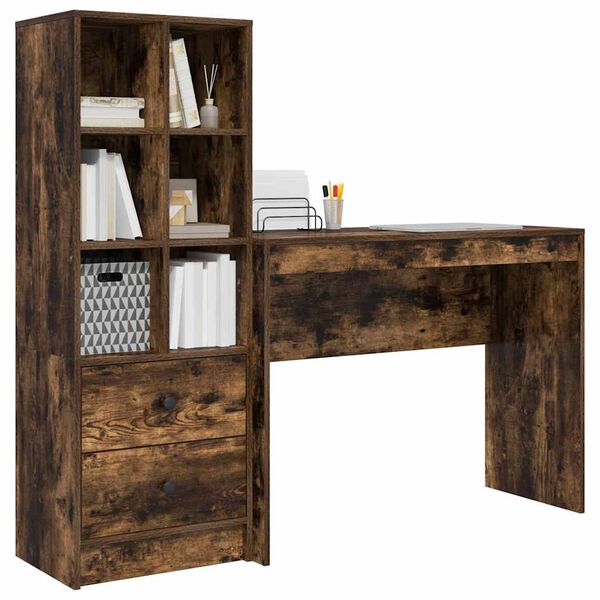 vidaXL Schreibtisch mit Schubladen 2 pcs Ger&auml;ucherte Eiche