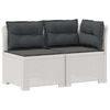 vidaXL 2-Sitzer Garten-Sofa mit Kissen Rattan-Look PP Wei&szlig;