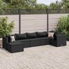 vidaXL 7-tlg. Garten-Lounge-Set mit Kissen Schwarz Poly Rattan
