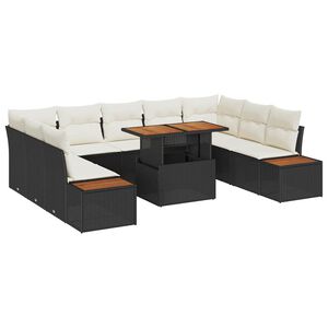 vidaXL Gartensofa-set 10 Stk. Schwarz Poly-Rattan