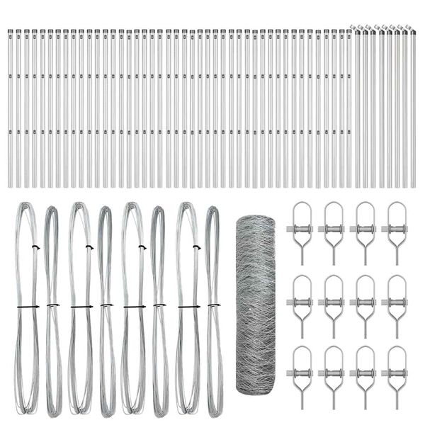 vidaXL Zaunpfosten Silber 100 x 0,5 m (36 mm Maschenweite) Stahl