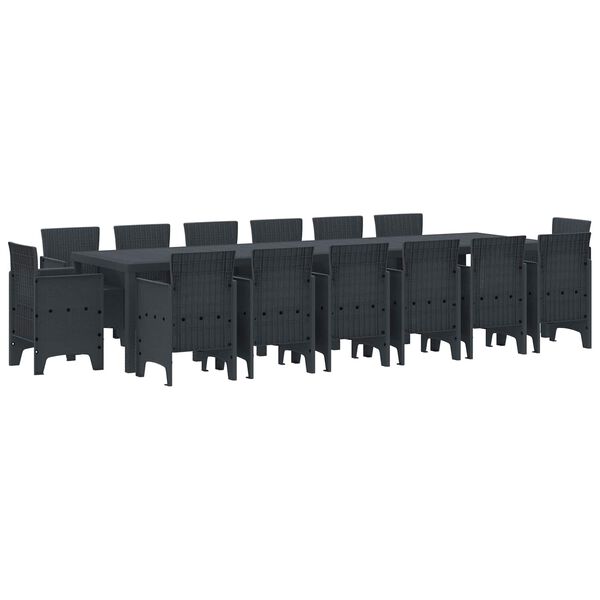 vidaXL Garten Essgruppe 15 pcs Anthrazit Polt Rattan