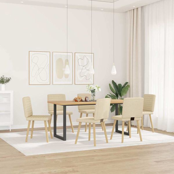vidaXL Esszimmerst&uuml;hle 6 Stk. Creme Stoff