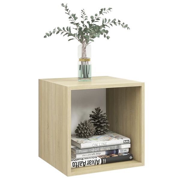 vidaXL Wandschr&auml;nke 2 Stk. Wei&szlig; Sonoma-Eiche 37x37x37 cm Holzwerkstoff
