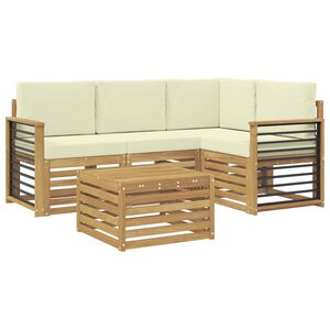 vidaXL Outdoor-Sofagarnitur 5 stk. Wei&szlig; und Creme Polyester