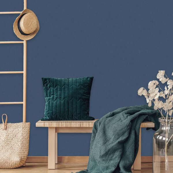 DUTCH WALLCOVERINGS Tapete Einfarbig Dunkelblau