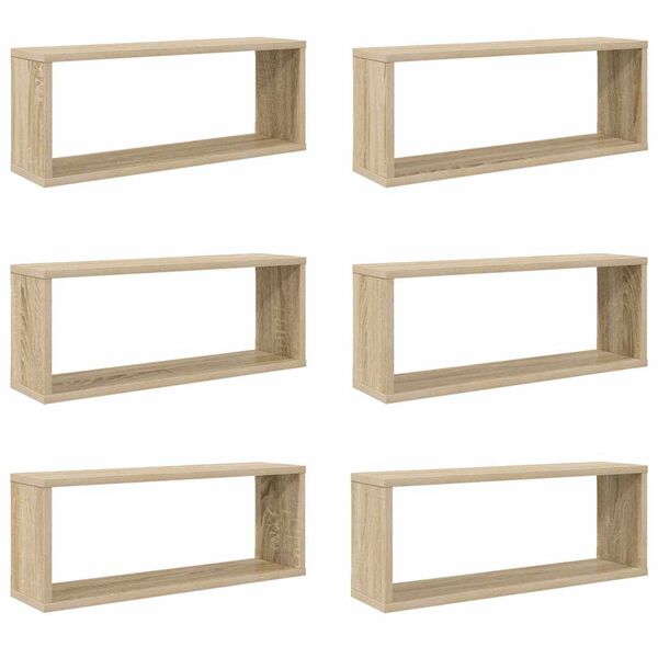 vidaXL W&uuml;rfelregale 6 Stk. Sonoma-Eiche 60x15x23 cm Holzwerkstoff