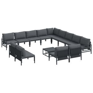 vidaXL Garten-Sofa-Set mit Kissen 14 pcs Anthrazit Stahl