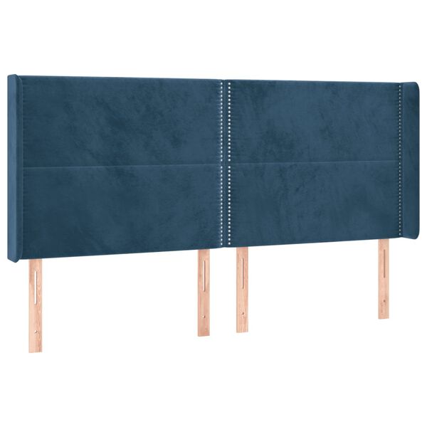 vidaXL LED Kopfteil Dunkelblau 163x16x118/128 cm Samt