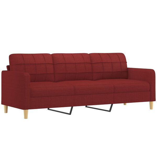 vidaXL 3-Sitzer-Sofa mit Hocker Weinrot 210 cm Stoff