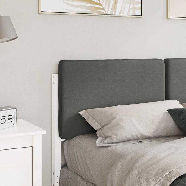 vidaXL Gepolstertes Kopfteil mit Kopfteil Wei&szlig; und Hellgrau 140 cm